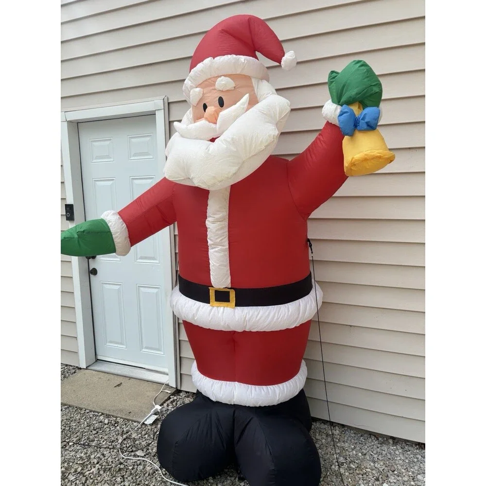 Gemmy 7 Ft Airblown Inflatable Giant Santa with Golden Bell Indoor/Outdoor 2022
